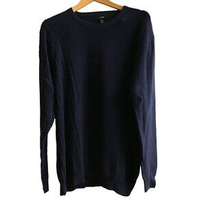 ALFANI- MENS LONG SLEEVE CREW NECK BLUE SWEATER 100% COTTON SIZE LARGE